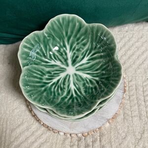 4 Green Cabbage Cereal Bowls Ceramic 6" Easter 9oz Tranding Style Viral Sold Out